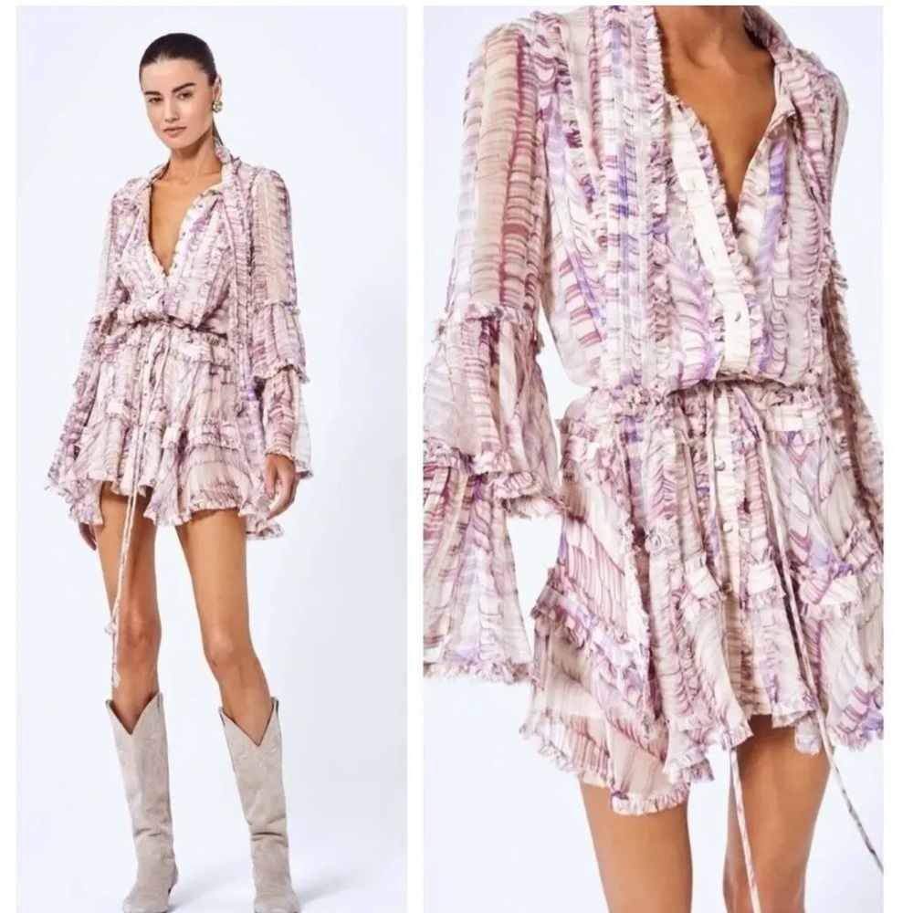 Alexis Ruffled Multicolor Bohemian Dress XS